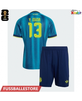 Günstige Kolumbien Yerry Mina #13 Auswärts Trikotsatzt Kinder WM 2026 Kurzarm (+ Kurze Hosen)